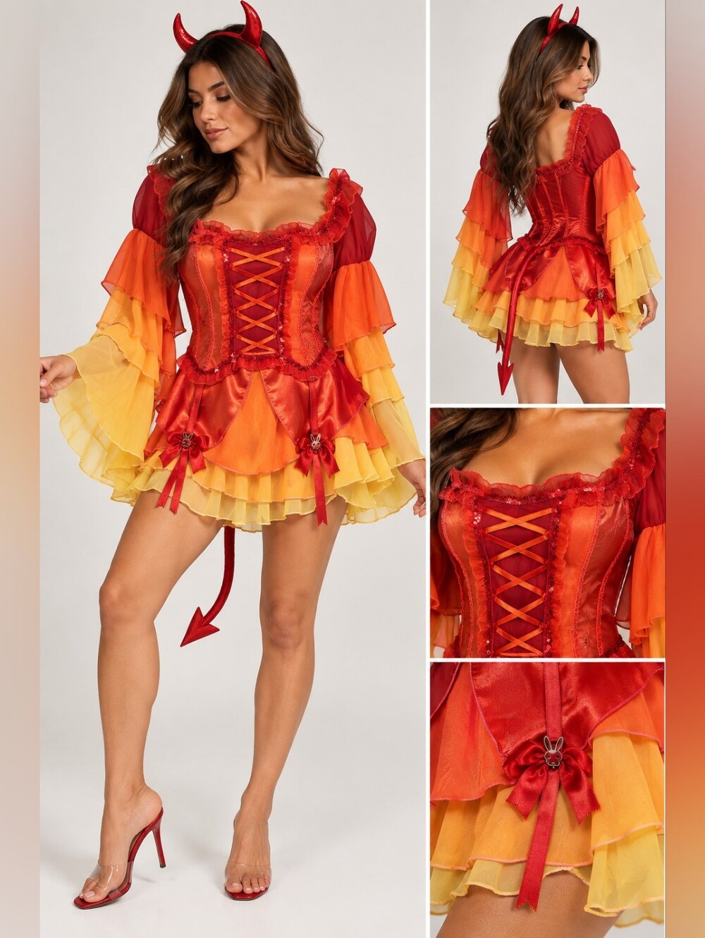 Playboy Devil Costume 2008 Y2K Corset Dress Size M 10-12